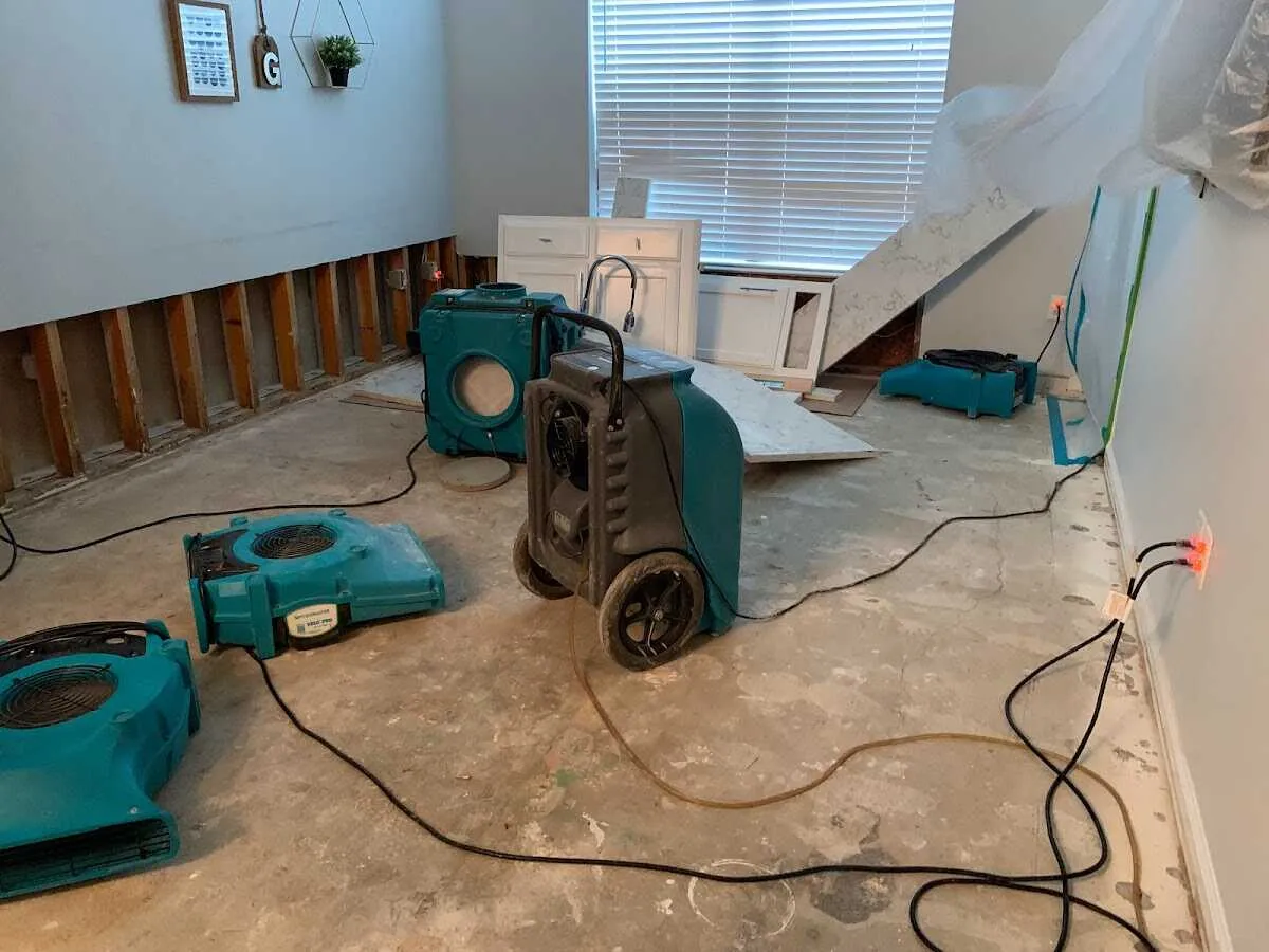 Dehumidifier in flood-cut room for Water Damage Restoration in Clifton Heights